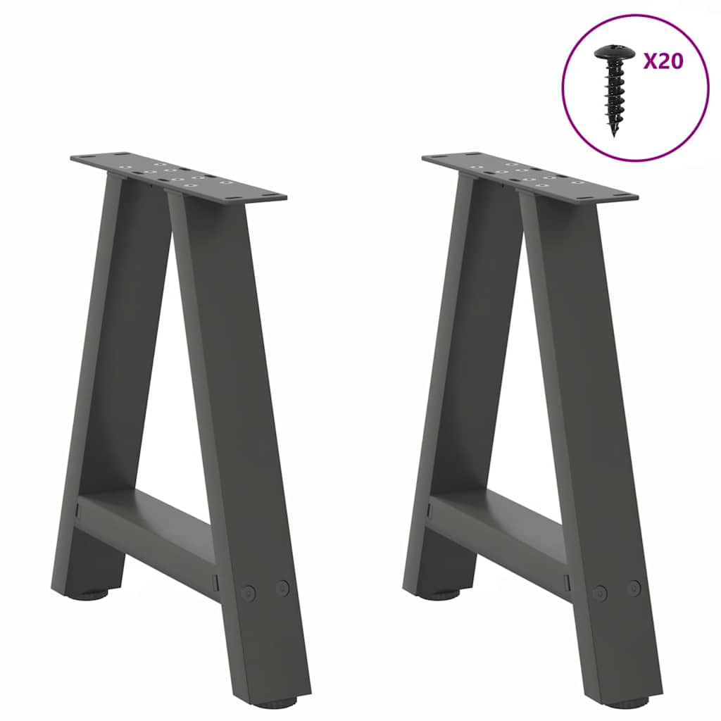 sofabordsben A-formet 2 stk. antracit 50x(42-43) cm stål