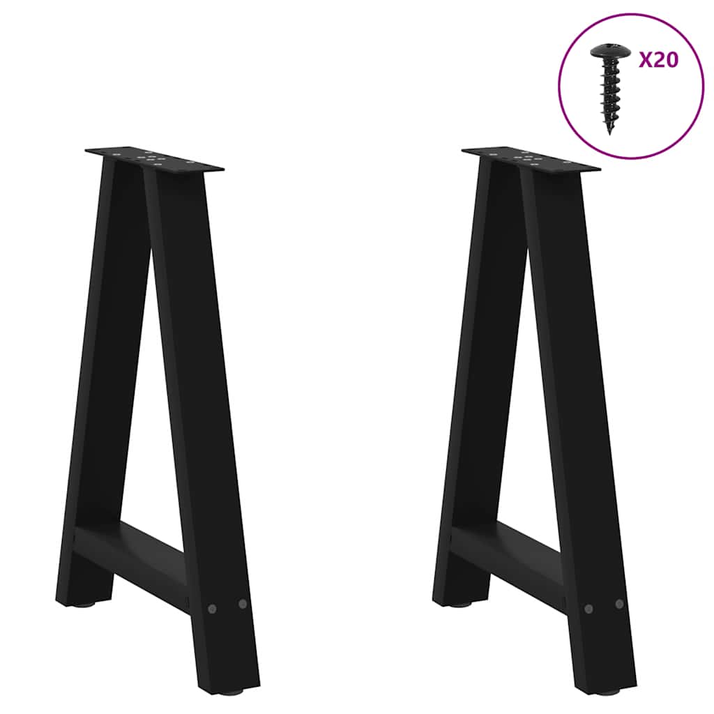spisebordsben A-formet 2 stk. sort 50x(72-73) cm stål