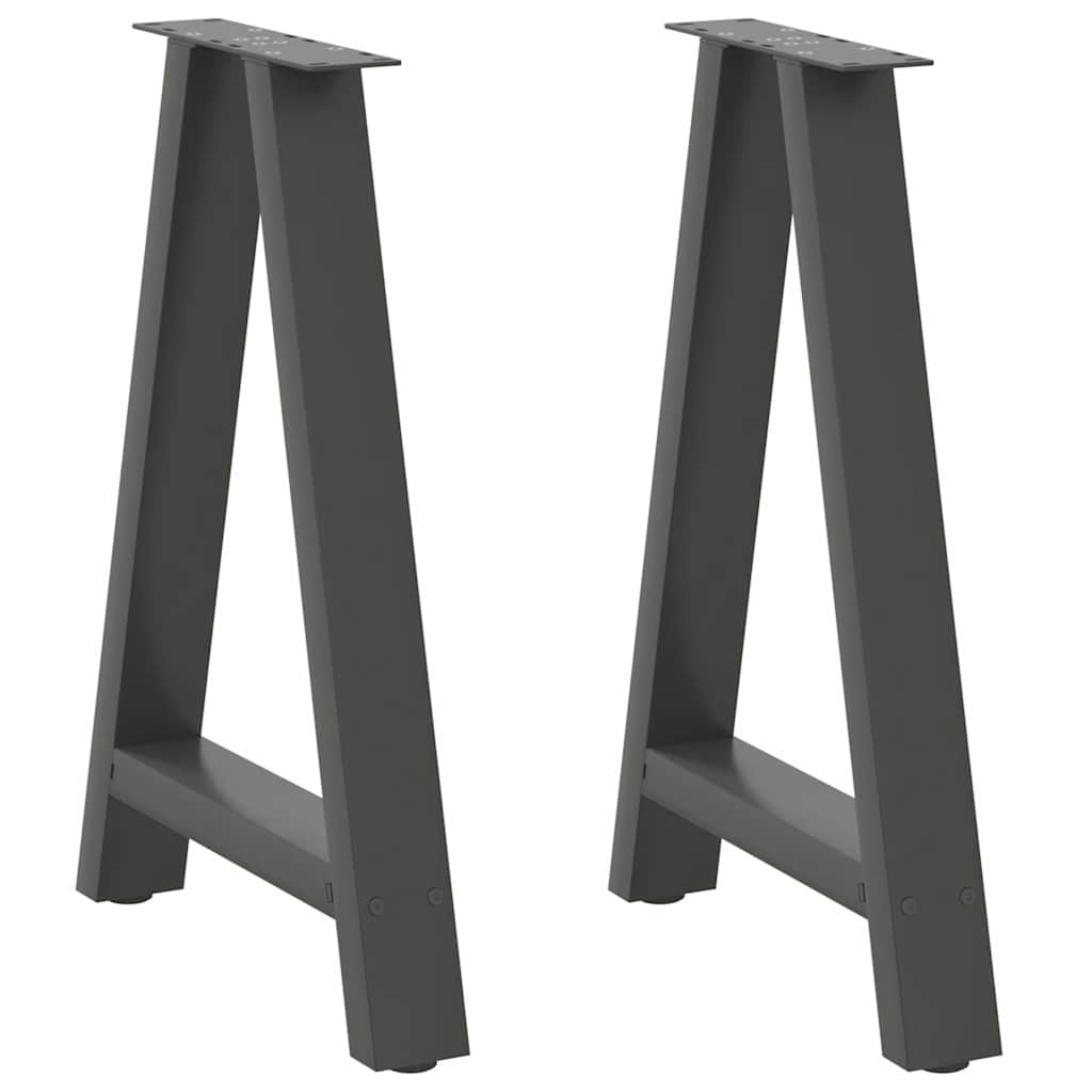 spisebordsben A-formet 2 stk. antracit 60 x (72-73) cm stål