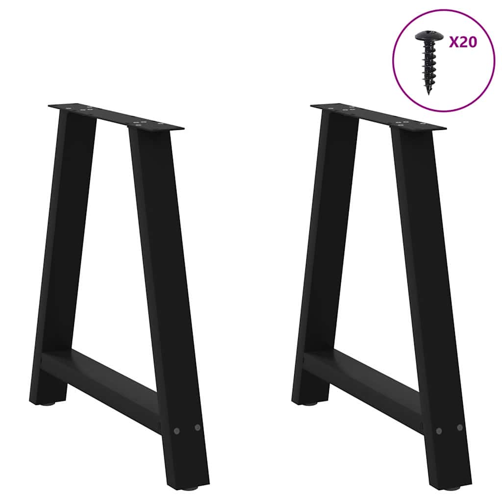 spisebordsben A-formet 2 stk. sort 70 x (72-73) cm stål