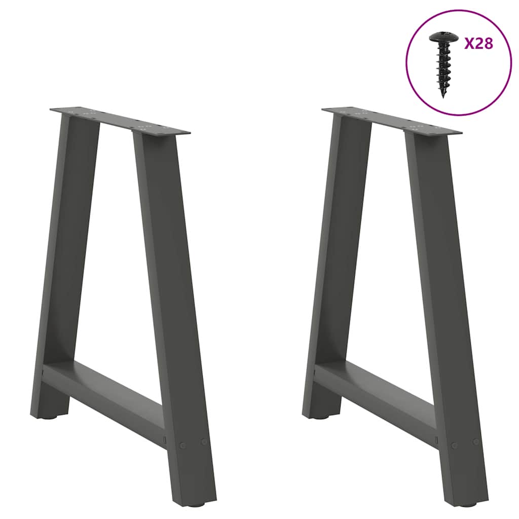 spisebordsben A-formet 2 stk. antracit 80x(72-73) cm stål