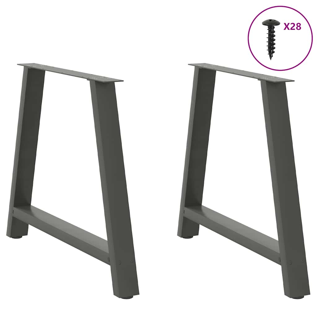 spisebordsben A-formet 2 stk. antracit 90x(72-73) cm stål