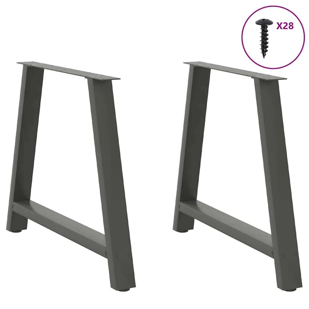 spisebordsben A-formet 2 stk. antracit 100x(72-73) cm stål