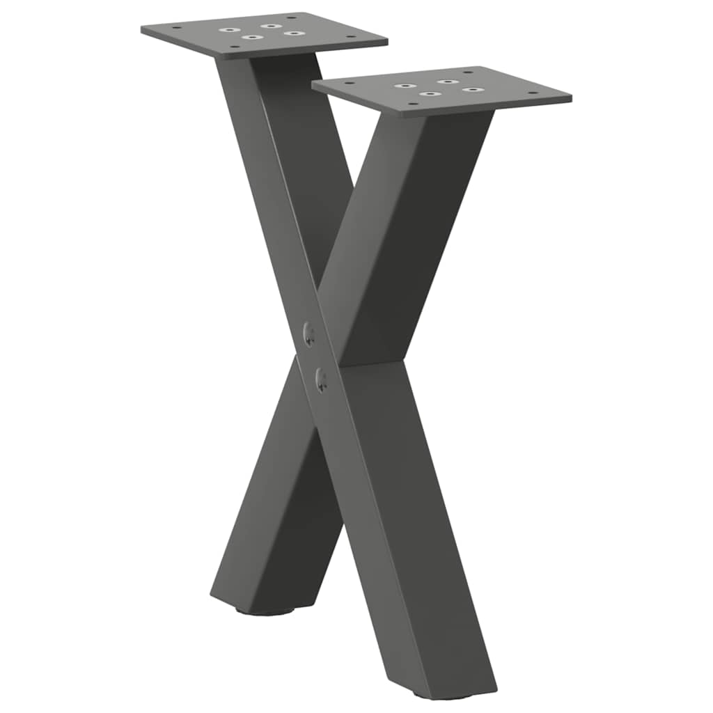 sofabordsben X-formet 2 stk. antracit 30x(30-31) cm stål