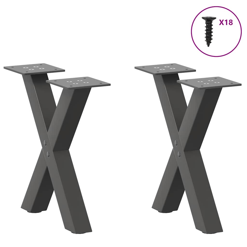 sofabordsben X-formet 2 stk. antracit 30x(30-31) cm stål