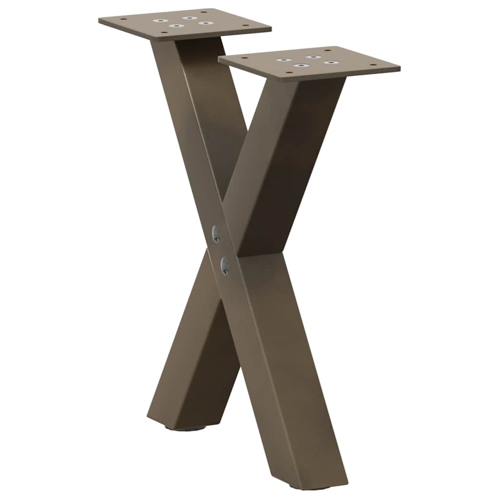 sofabordsben X-formet 2 stk. naturstål 30x(30-31) cm stål