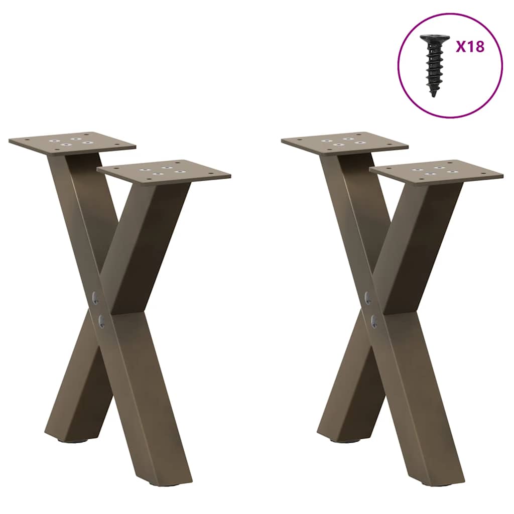 sofabordsben X-formet 2 stk. naturstål 30x(30-31) cm stål
