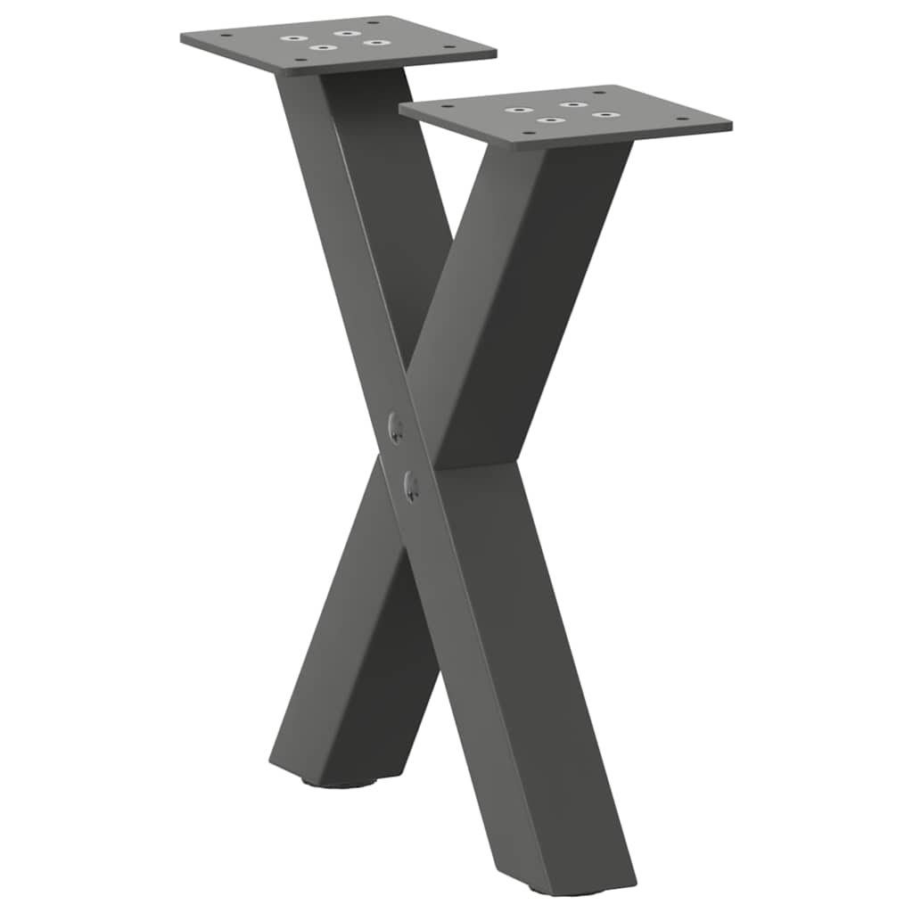 sofabordsben X-formet 2 stk. antracit 37x(30-31) cm stål