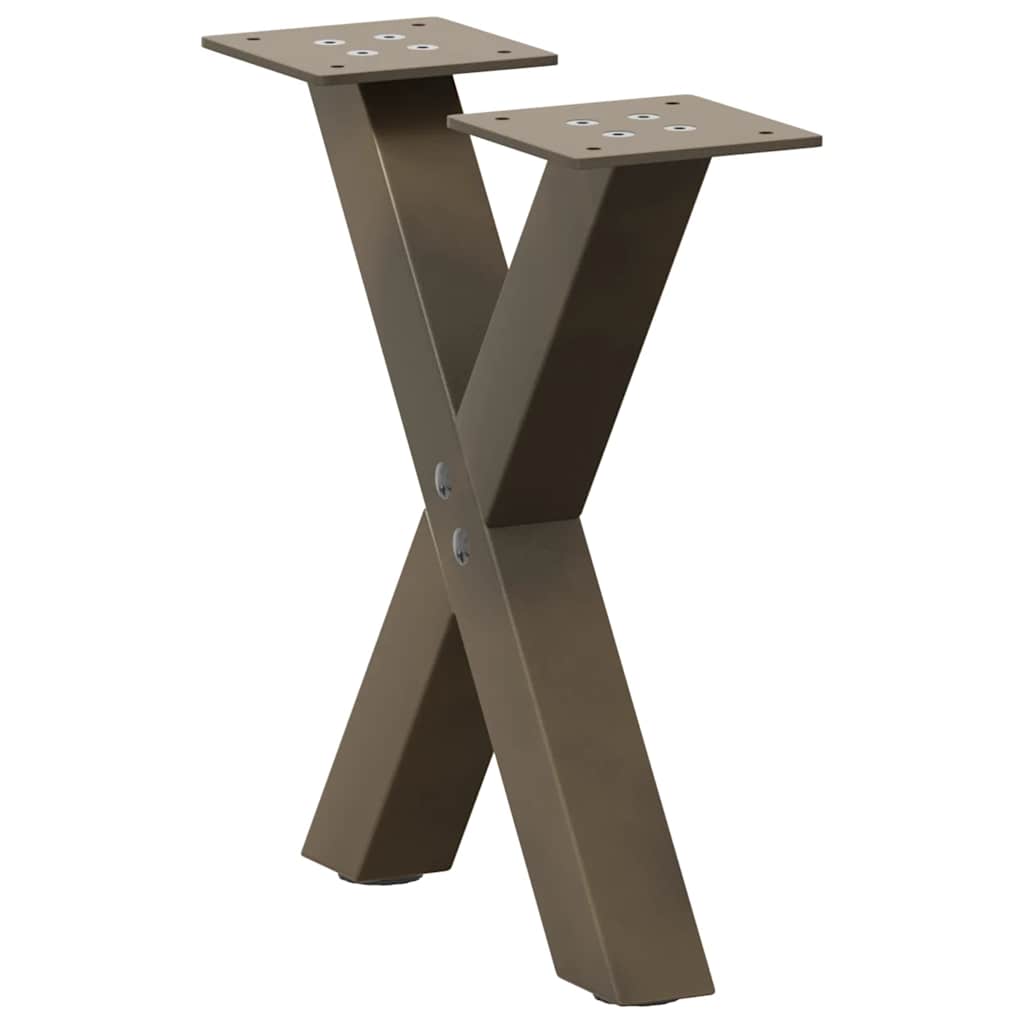 sofabordsben X-formet 2 stk. naturstål 37x(30-31) cm stål