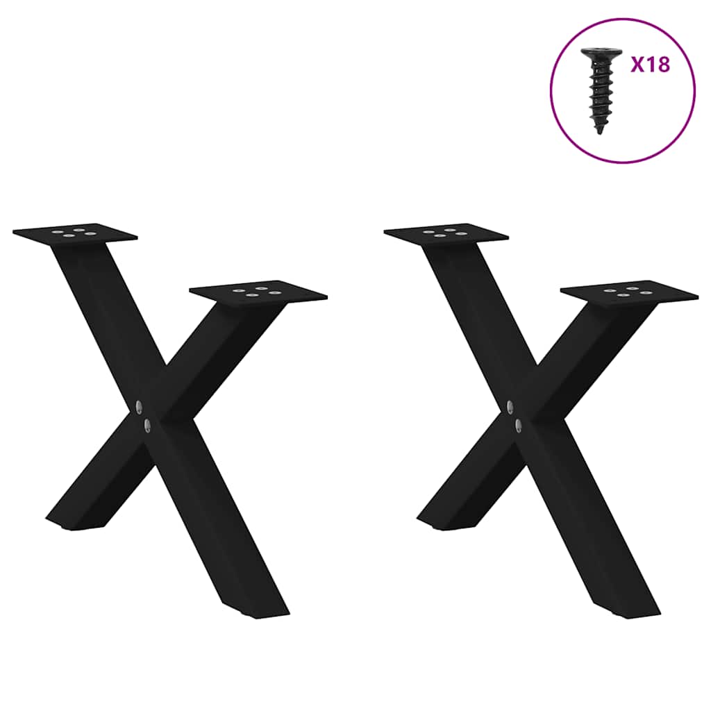 sofabordsben X-formet 2 stk. sort 50x(30-31) cm stål