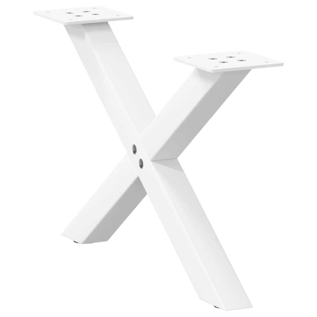 sofabordsben X-formet 2 stk. hvid 50x(30-31) cm stål