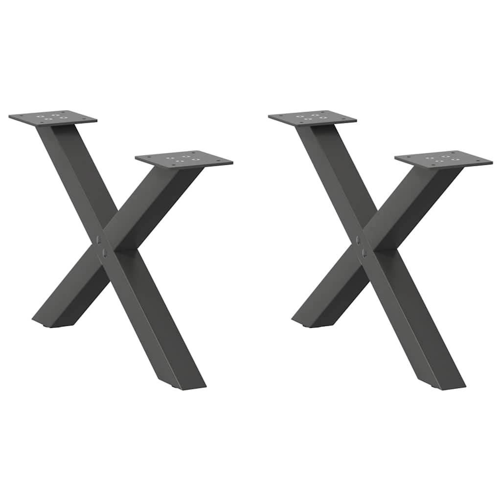 sofabordsben X-formet 2 stk. antracit 50x(30-31) cm stål