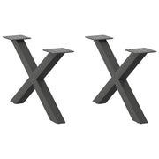 sofabordsben X-formet 2 stk. antracit 50x(30-31) cm stål