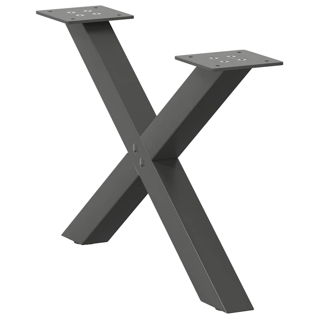 sofabordsben X-formet 2 stk. antracit 50x(30-31) cm stål