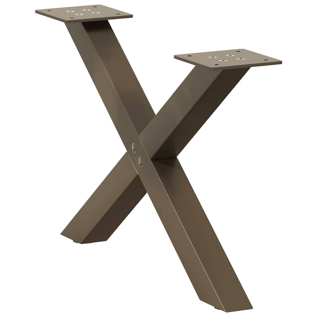 sofabordsben X-formet 2 stk. naturstål 50x(30-31) cm stål