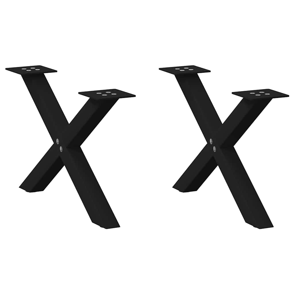 sofabordsben X-formet 2 stk. sort 60 x (30-31) cm stål