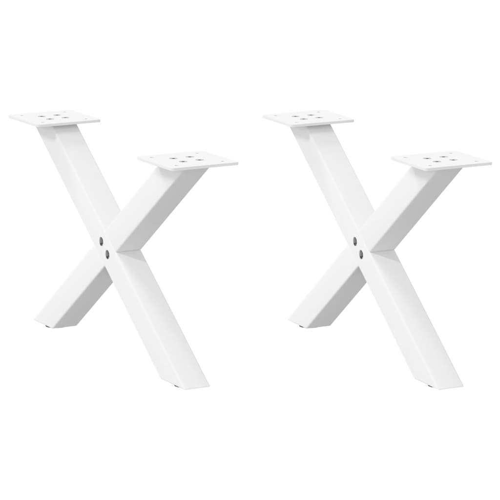 sofabordsben X-formet 2 stk. hvid 60x(30-31) cm stål