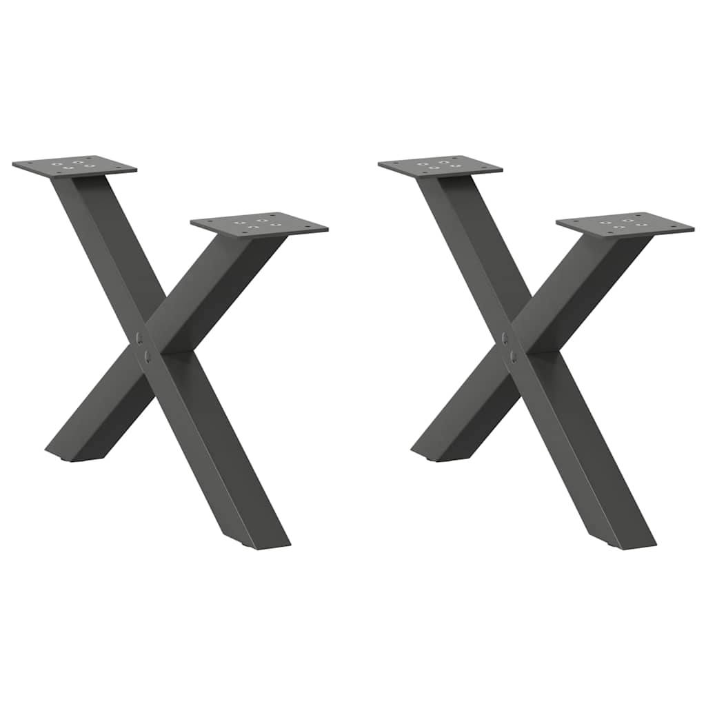sofabordsben X-formet 2 stk. antracit 60x(30-31) cm stål