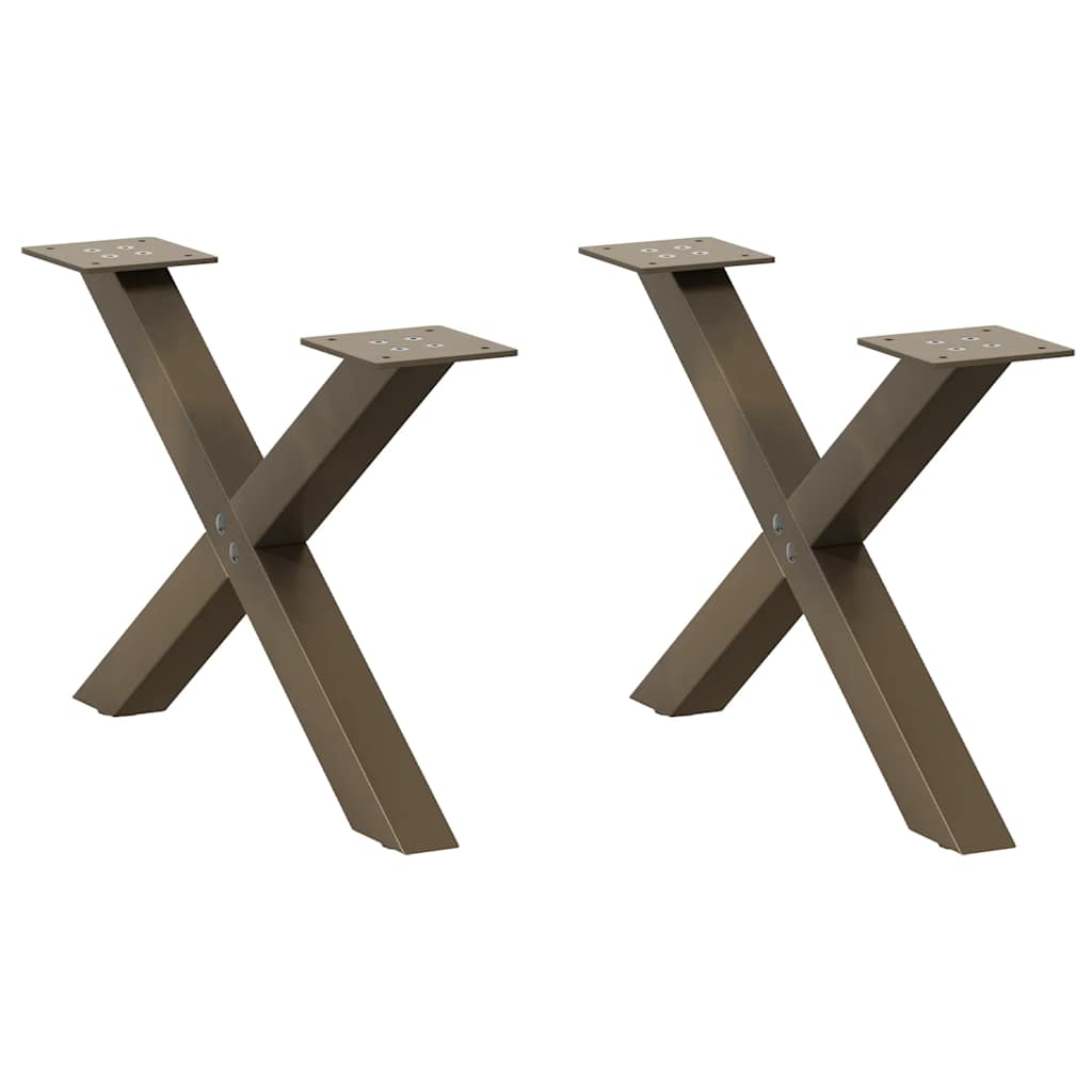 sofabordsben X-formet 2 stk. naturstål 60x(30-31) cm stål