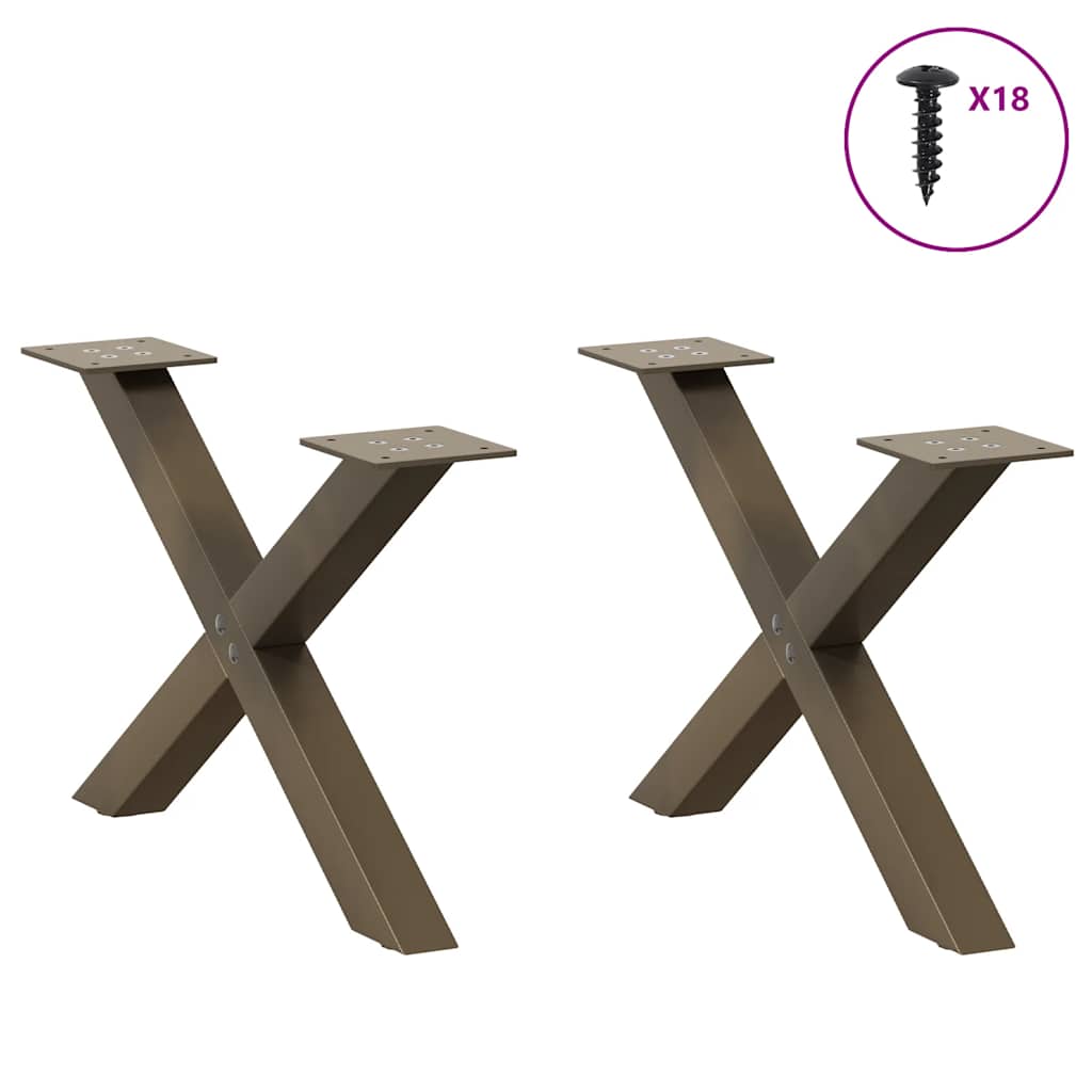 sofabordsben X-formet 2 stk. naturstål 60x(30-31) cm stål