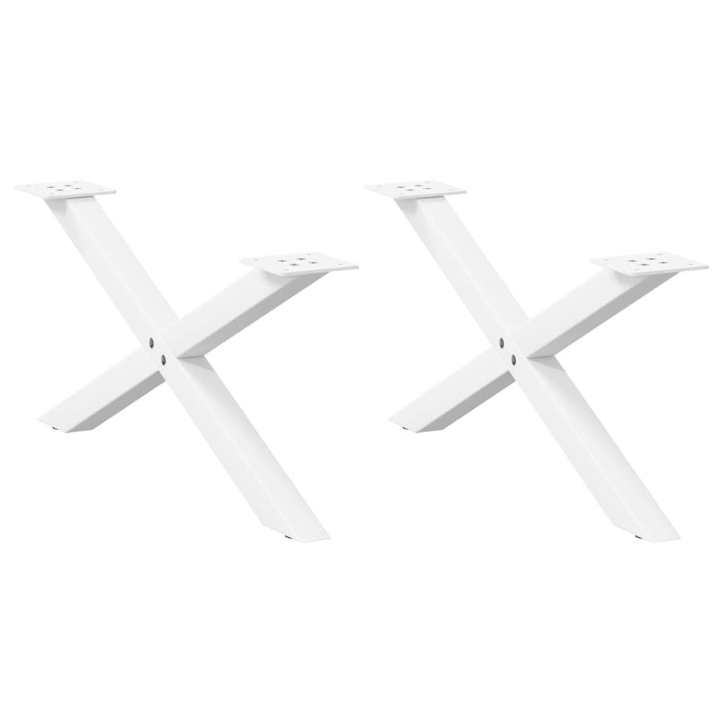 sofabordsben X-formet 2 stk. hvid 70 x (30-31) cm stål