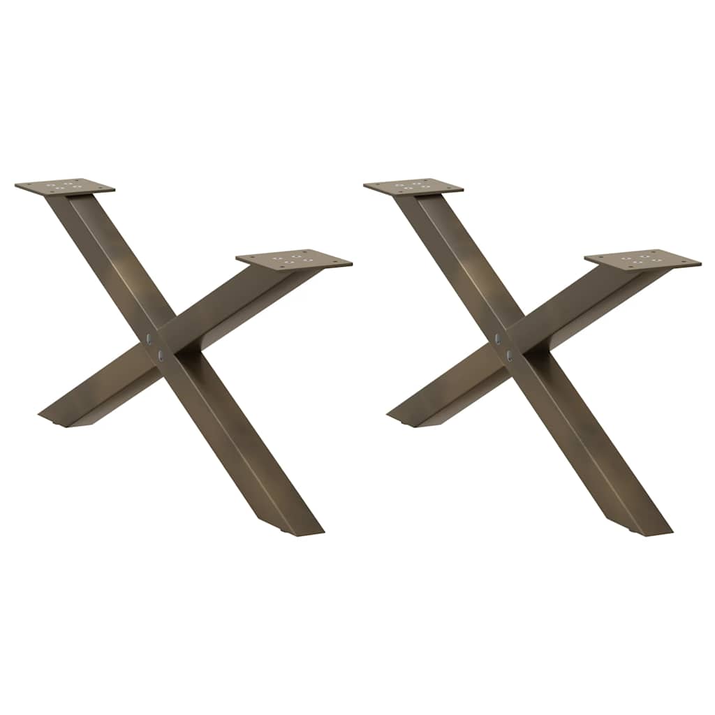 sofabordsben X-formet 2 stk. naturstål 70x(30-31) cm stål