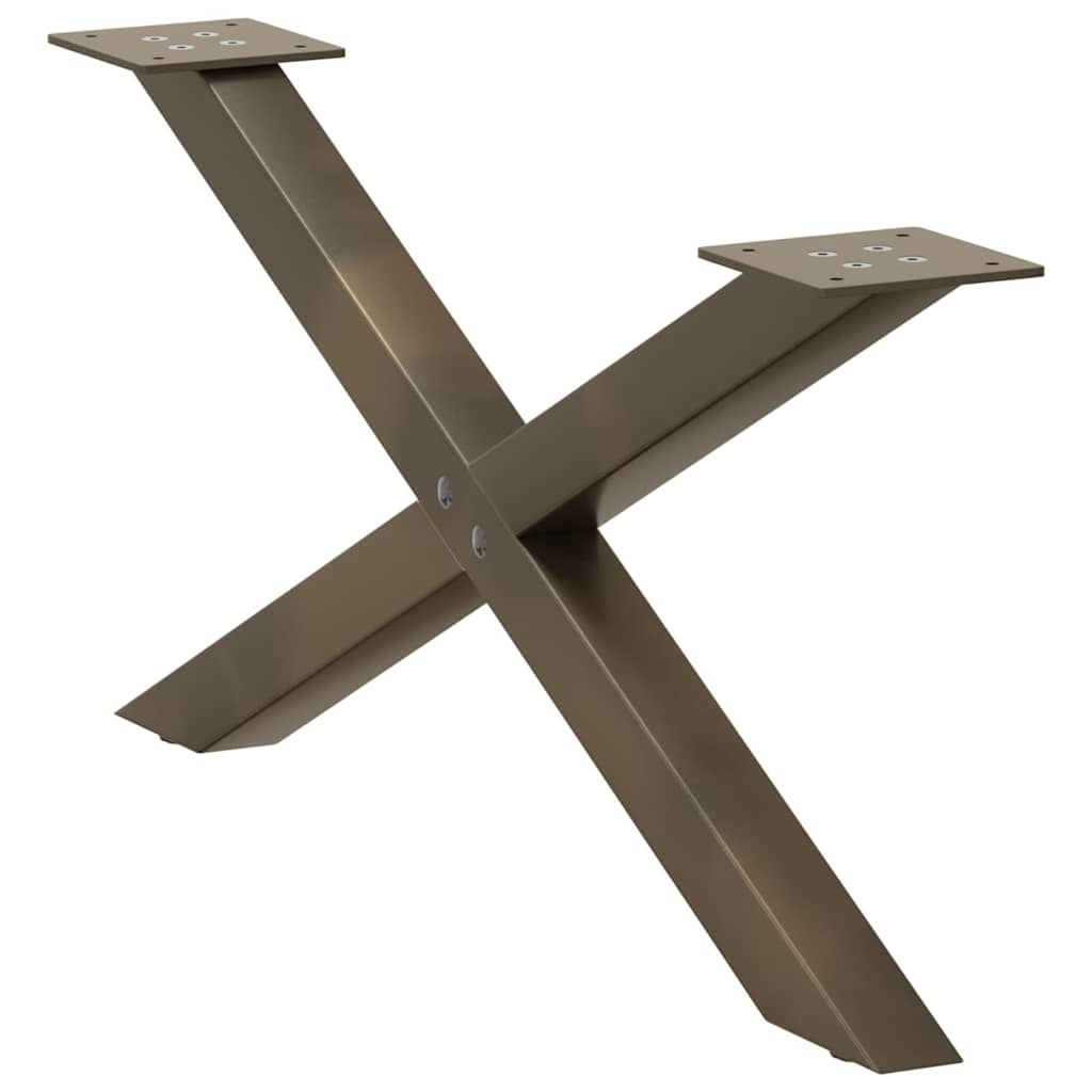 sofabordsben X-formet 2 stk. naturstål 70x(30-31) cm stål