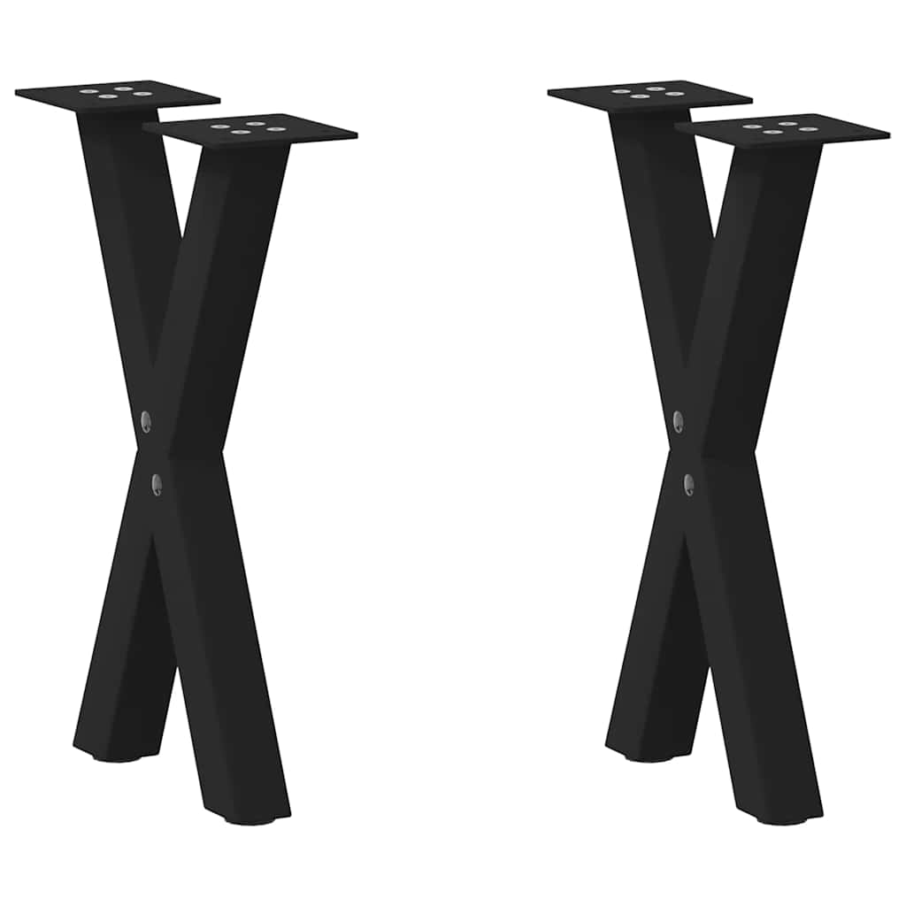 sofabordsben X-formet 2 stk. sort 28 x (42-43) cm stål