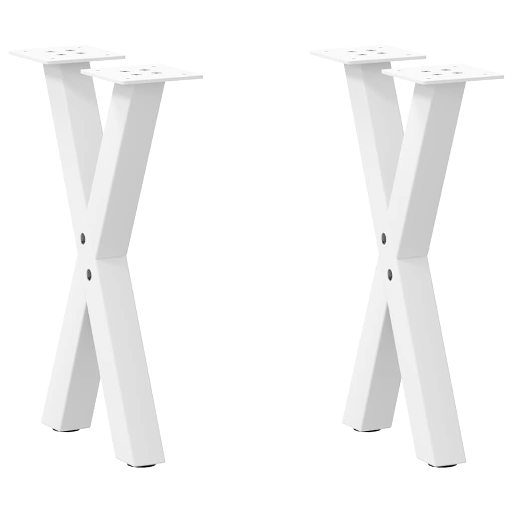 sofabordsben X-formet 2 stk. hvid 28 x (42-43) cm stål
