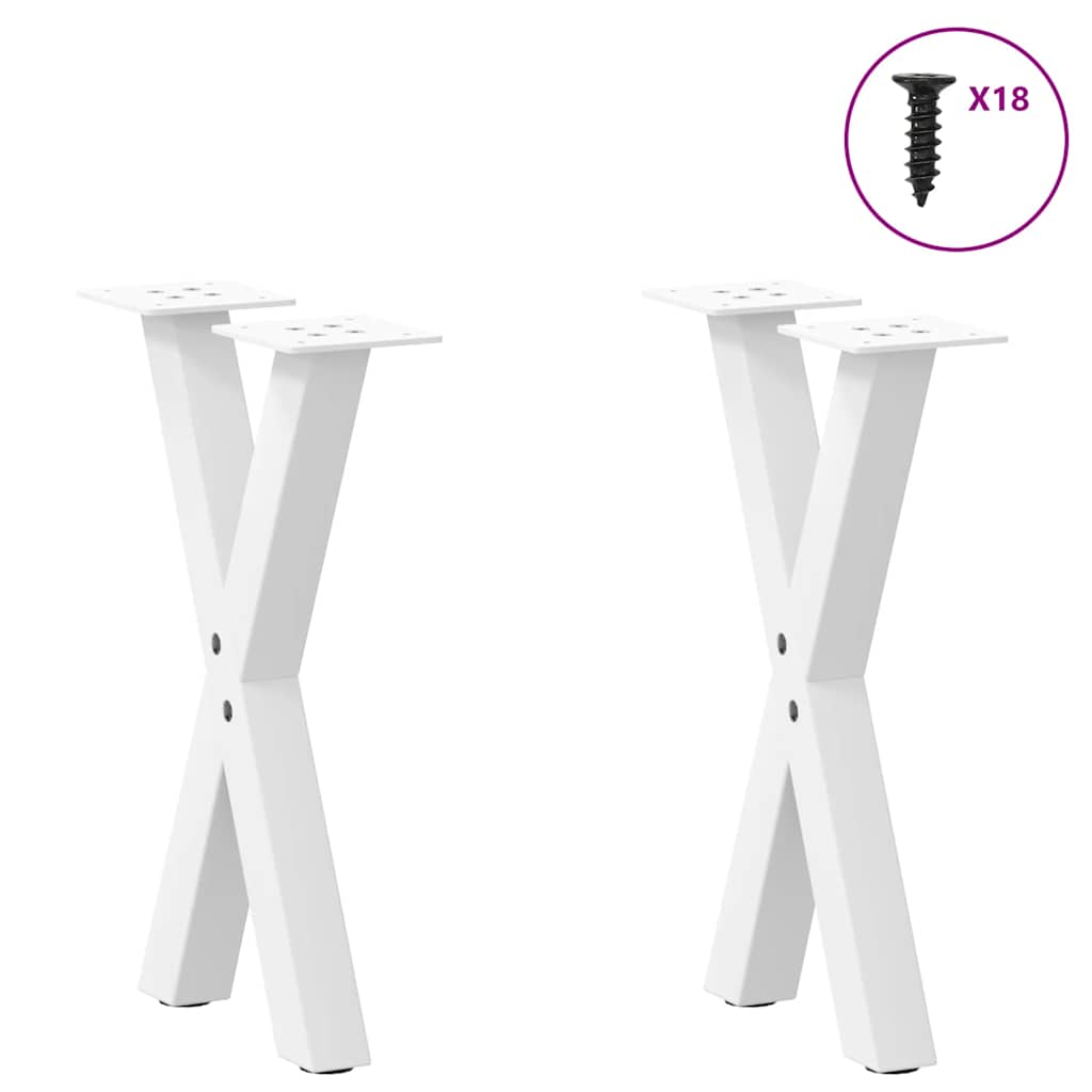 sofabordsben X-formet 2 stk. hvid 28 x (42-43) cm stål
