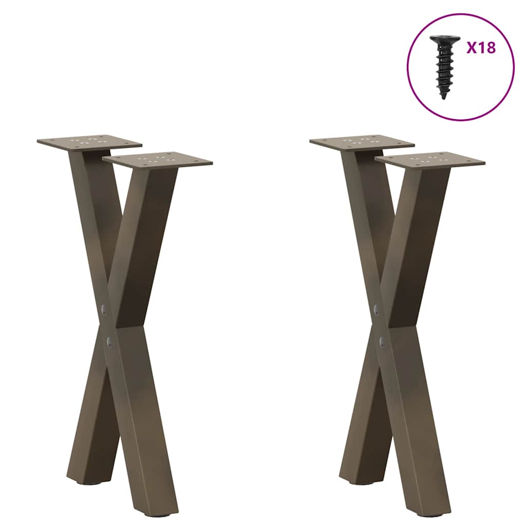 sofabordsben X-formet 2 stk. naturstål 28 x (42-43) cm stål