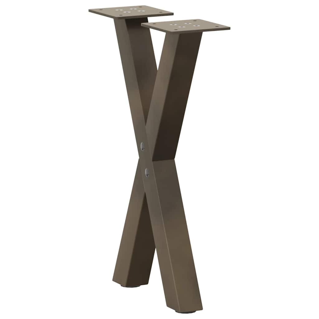 sofabordsben X-formet 2 stk. naturstål 28 x (42-43) cm stål