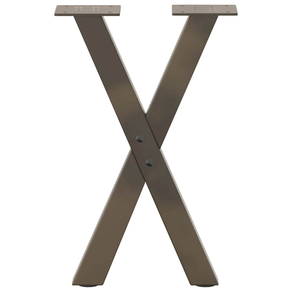 sofabordsben X-formet 2 stk. naturstål 28 x (42-43) cm stål