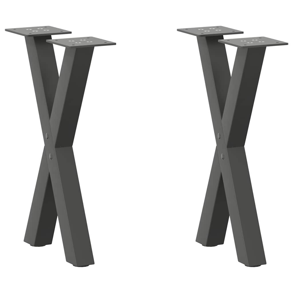 sofabordsben X-formet 2 stk. antracit 38 x (42-43) cm stål