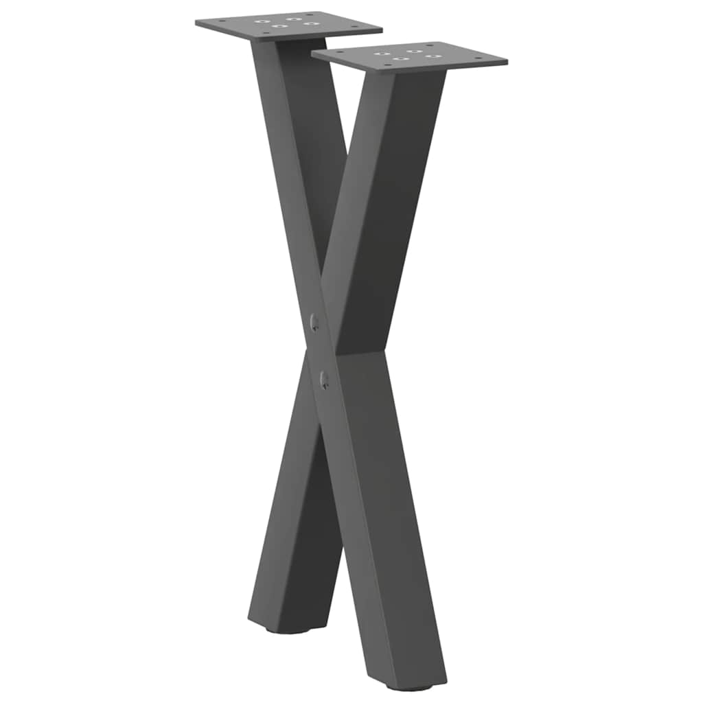 sofabordsben X-formet 2 stk. antracit 38 x (42-43) cm stål