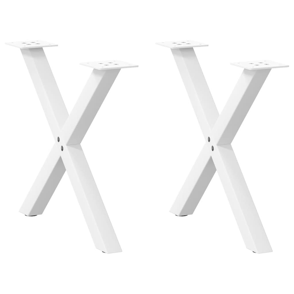 sofabordsben X-formet 2 stk. hvid 50x(42-43) cm stål