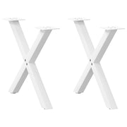 sofabordsben X-formet 2 stk. hvid 50x(42-43) cm stål