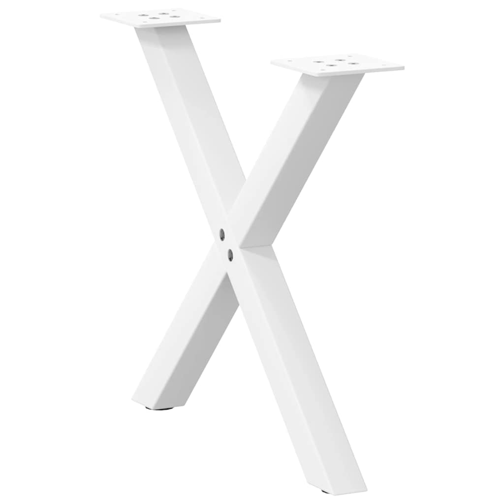 sofabordsben X-formet 2 stk. hvid 50x(42-43) cm stål
