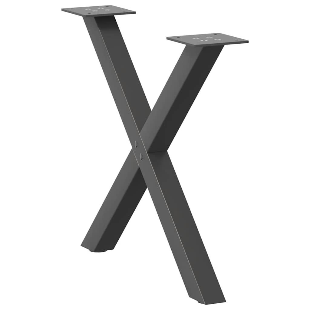 sofabordsben X-formet 2 stk. antracit 50x(42-43) cm stål