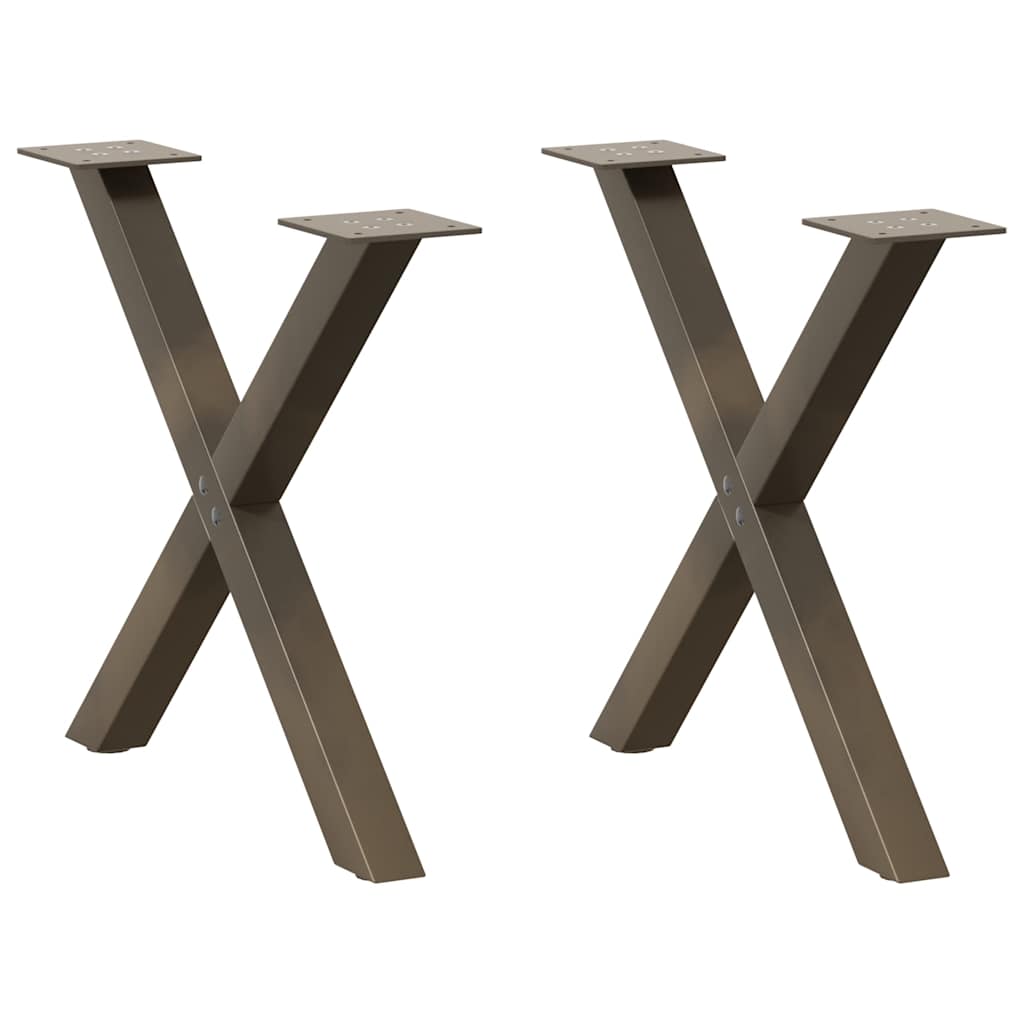 sofabordsben X-formet 2 stk. naturstål 50x(42-43) cm stål