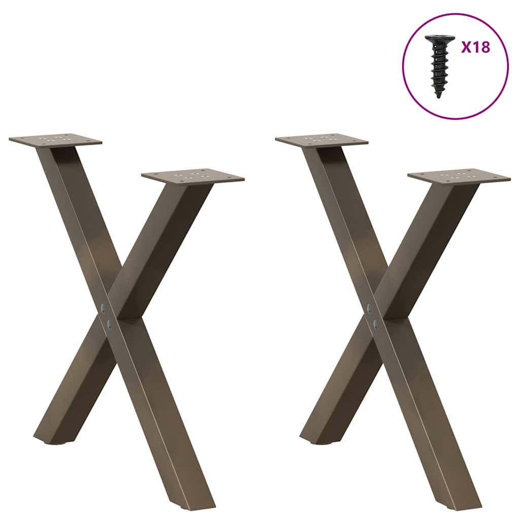 sofabordsben X-formet 2 stk. naturstål 50x(42-43) cm stål