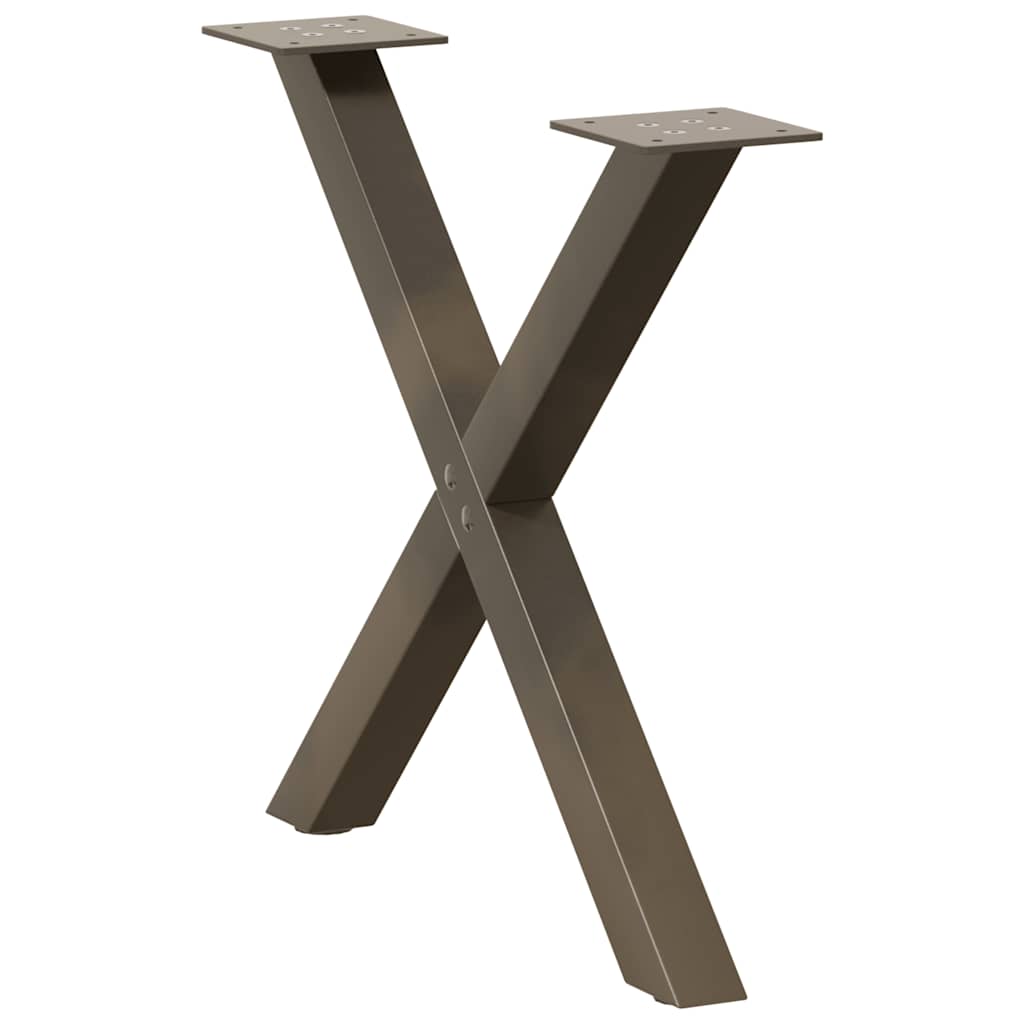 sofabordsben X-formet 2 stk. naturstål 50x(42-43) cm stål