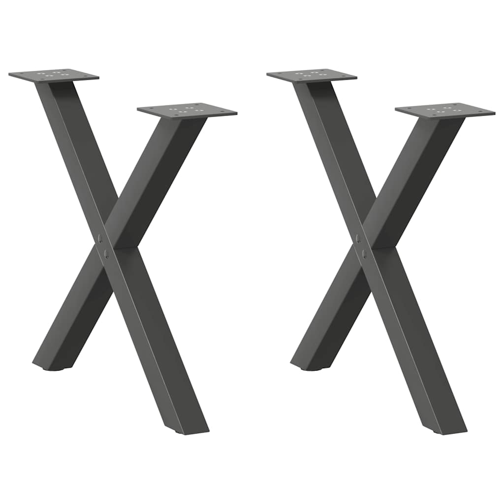 sofabordsben X-formet 2 stk. antracit 60 x (42-43) cm stål