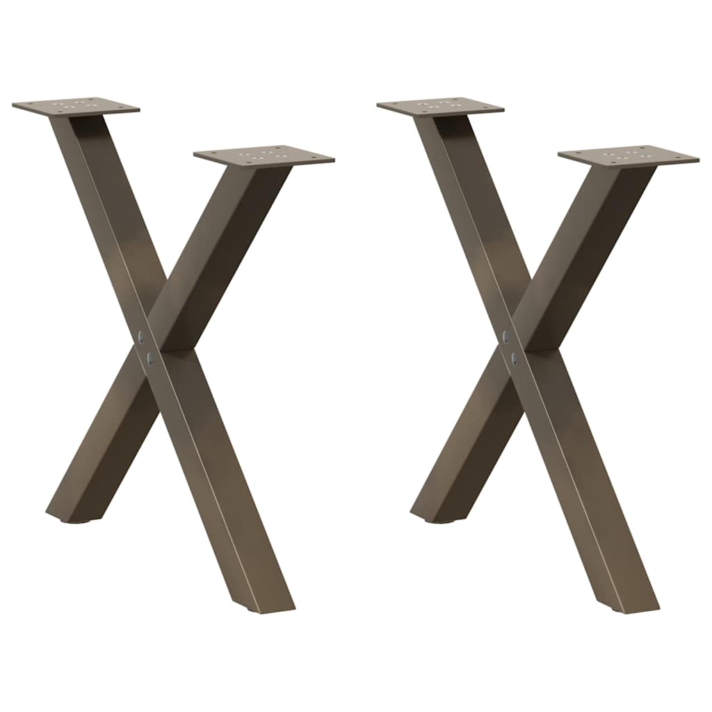 sofabordsben X-formet 2 stk. naturstål 60x(42-43) cm stål