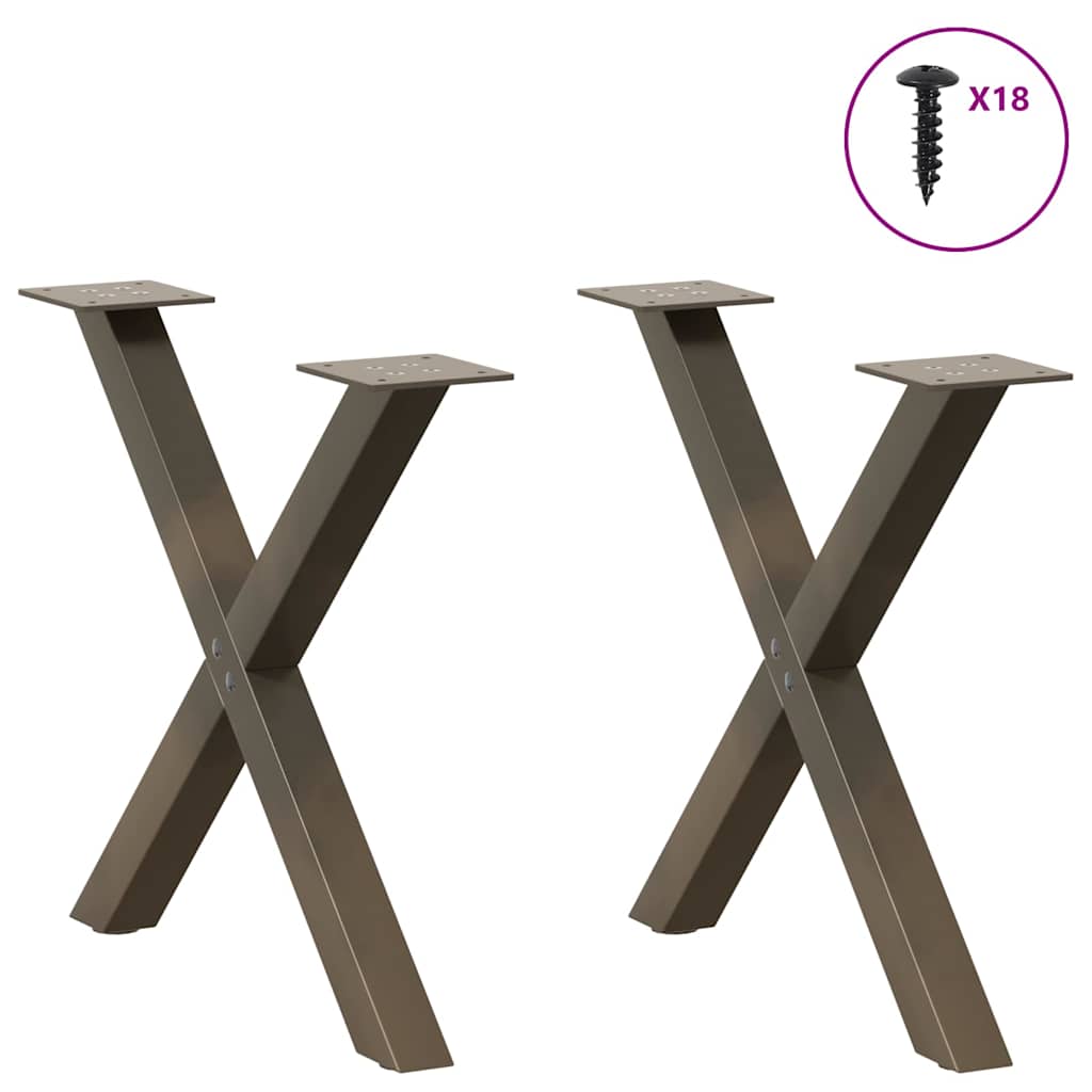 sofabordsben X-formet 2 stk. naturstål 60x(42-43) cm stål
