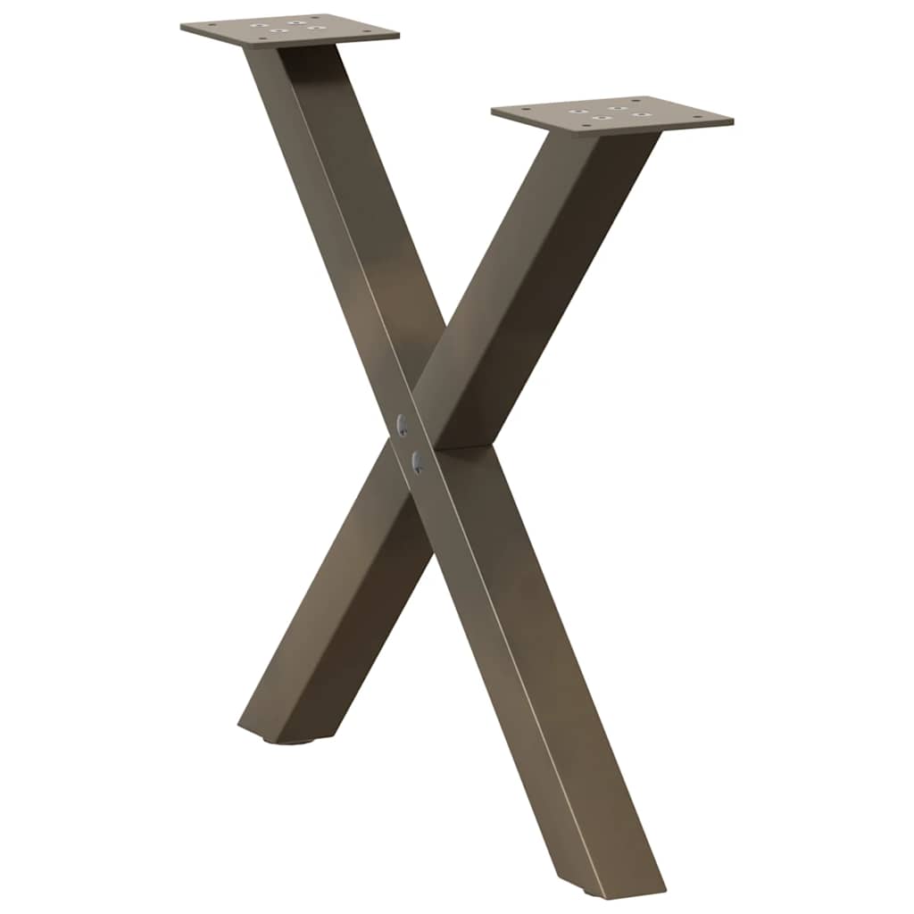 sofabordsben X-formet 2 stk. naturstål 60x(42-43) cm stål