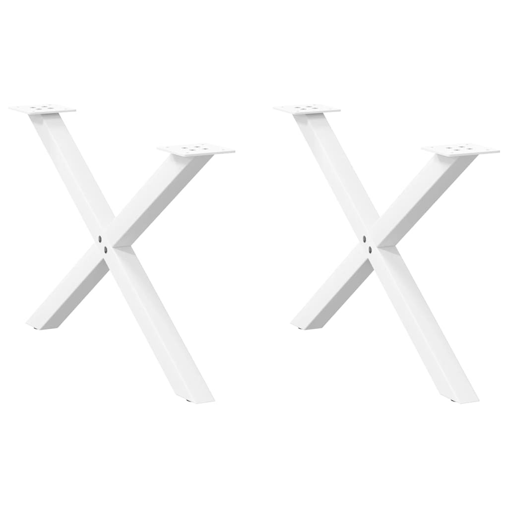 sofabordsben X-formet 2 stk. hvid 70 x (42-43) cm stål