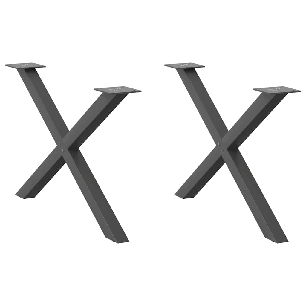 sofabordsben X-formet 2 stk. antracit 70 x (42-43) cm stål