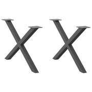sofabordsben X-formet 2 stk. antracit 70 x (42-43) cm stål