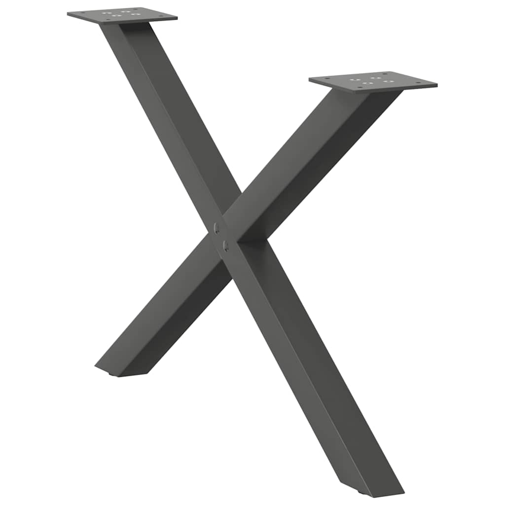 sofabordsben X-formet 2 stk. antracit 70 x (42-43) cm stål